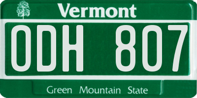 VT license plate ODH807