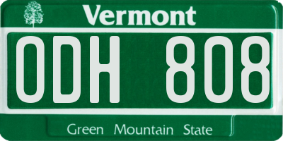 VT license plate ODH808