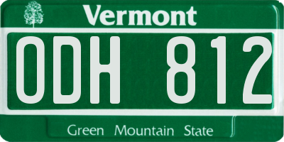 VT license plate ODH812