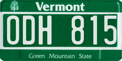 VT license plate ODH815