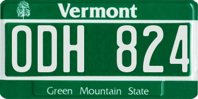 VT license plate ODH824