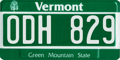 VT license plate ODH829