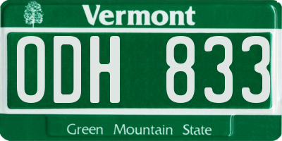 VT license plate ODH833