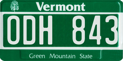 VT license plate ODH843