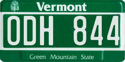 VT license plate ODH844
