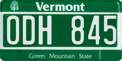 VT license plate ODH845