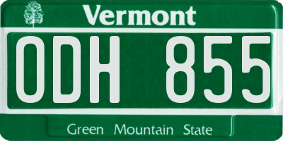 VT license plate ODH855