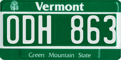 VT license plate ODH863