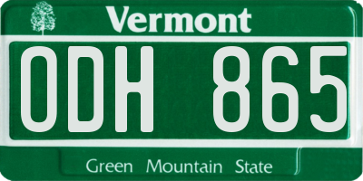 VT license plate ODH865
