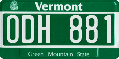 VT license plate ODH881