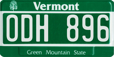VT license plate ODH896