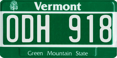 VT license plate ODH918