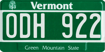 VT license plate ODH922