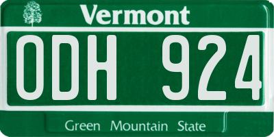 VT license plate ODH924