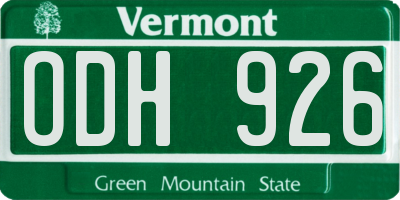 VT license plate ODH926