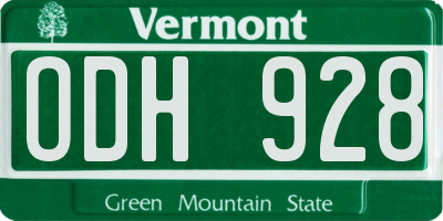 VT license plate ODH928