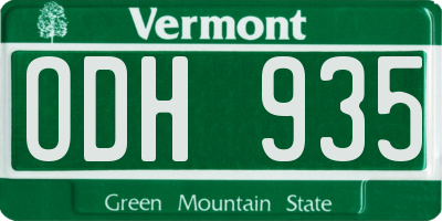 VT license plate ODH935