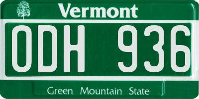 VT license plate ODH936