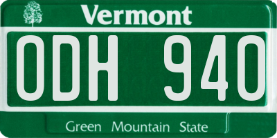 VT license plate ODH940