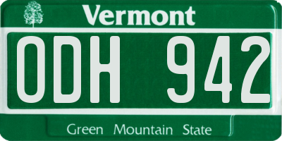 VT license plate ODH942