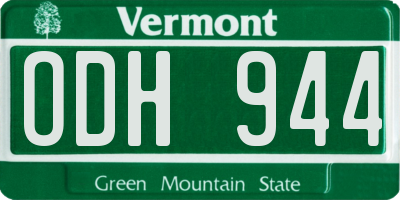 VT license plate ODH944