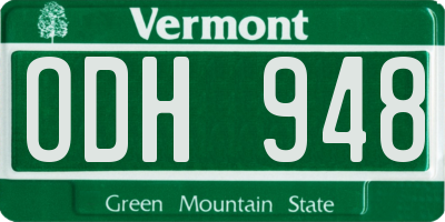 VT license plate ODH948