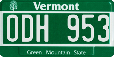 VT license plate ODH953