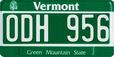 VT license plate ODH956
