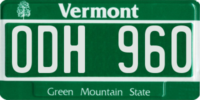 VT license plate ODH960