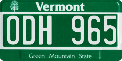 VT license plate ODH965
