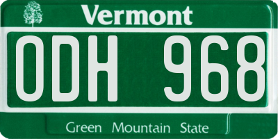 VT license plate ODH968