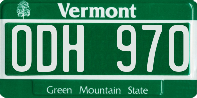 VT license plate ODH970