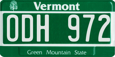 VT license plate ODH972