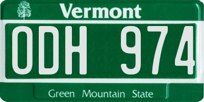 VT license plate ODH974