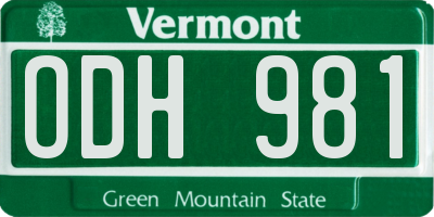 VT license plate ODH981