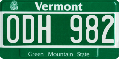 VT license plate ODH982