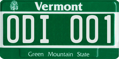 VT license plate ODI001
