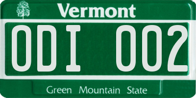 VT license plate ODI002