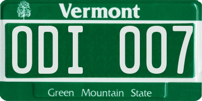 VT license plate ODI007
