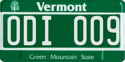 VT license plate ODI009