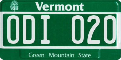 VT license plate ODI020