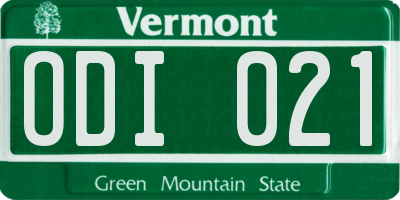 VT license plate ODI021