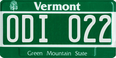 VT license plate ODI022