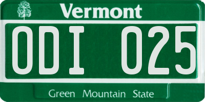 VT license plate ODI025