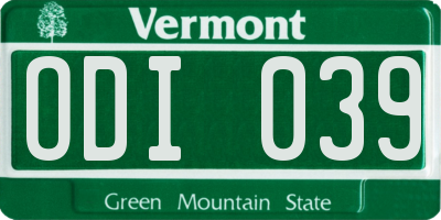 VT license plate ODI039