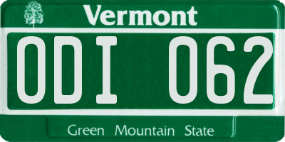 VT license plate ODI062