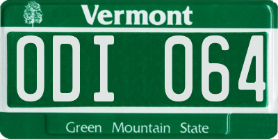 VT license plate ODI064