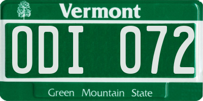 VT license plate ODI072