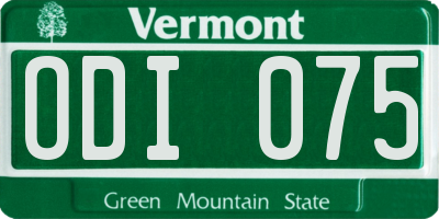VT license plate ODI075