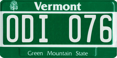 VT license plate ODI076